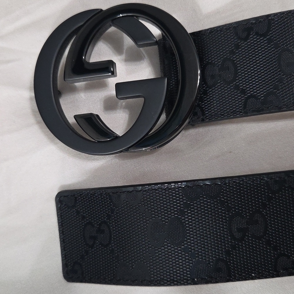 Gucci Black Imprime Monogram GG Belt - Picture 6 of 16